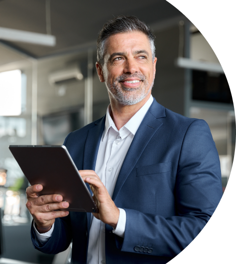 man with ipad